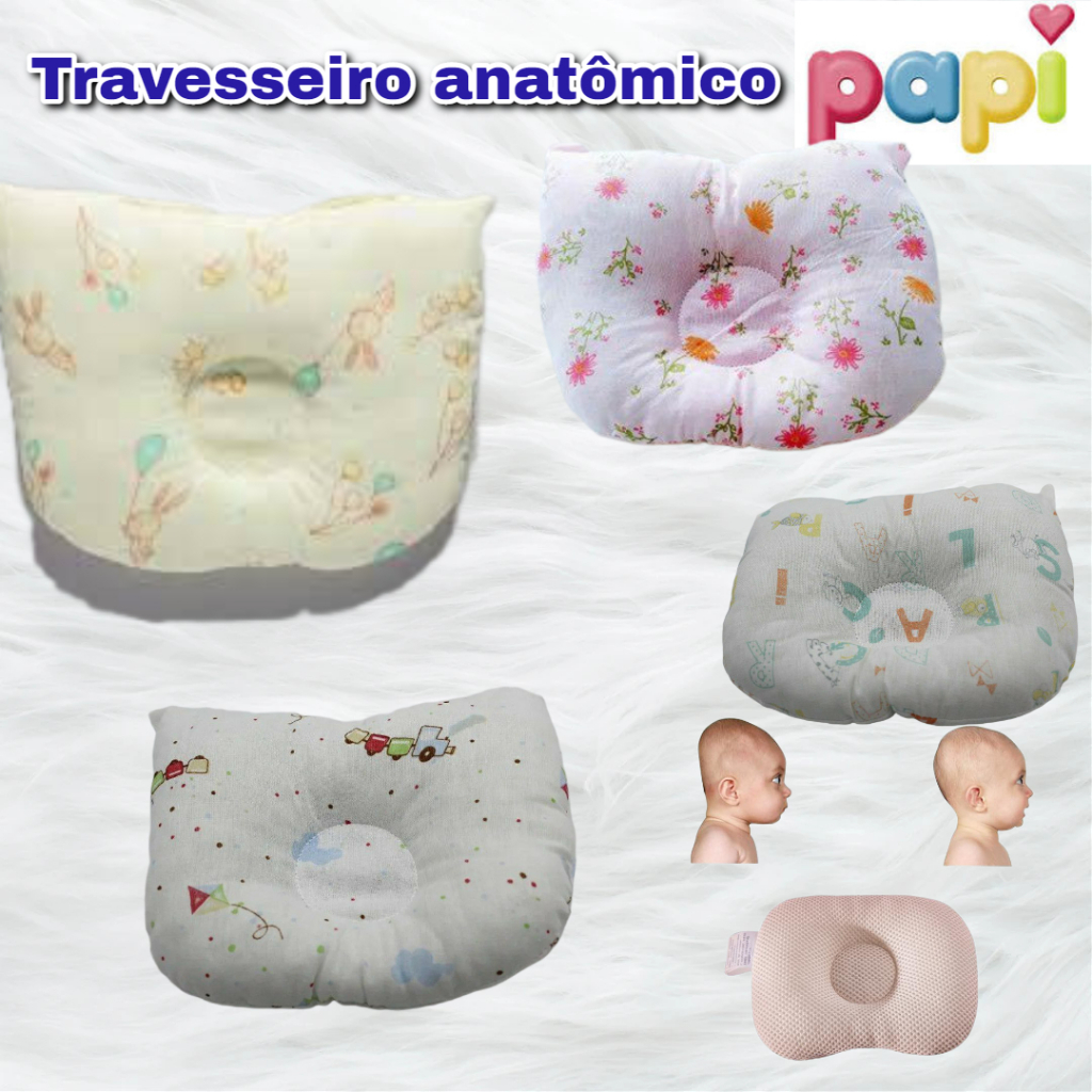 Super PROMOÇÃO Travesseiro Anatômico de bebê 100% algodão (pequeno e simples) PAPI - travesseiro infantil / travesseiro de bebê) Enxoval de bebê