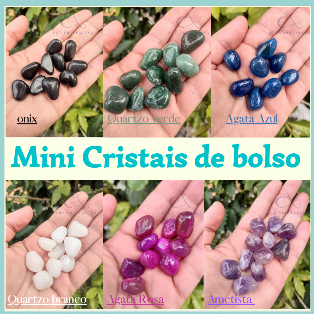 kit Cristais de bolso pedras naturais 100 Gramas pedras variadas, Ametista, quartzo rosa, onix, agata de fogo, citrino, hematita, jadeita, quartzo verde e diversas