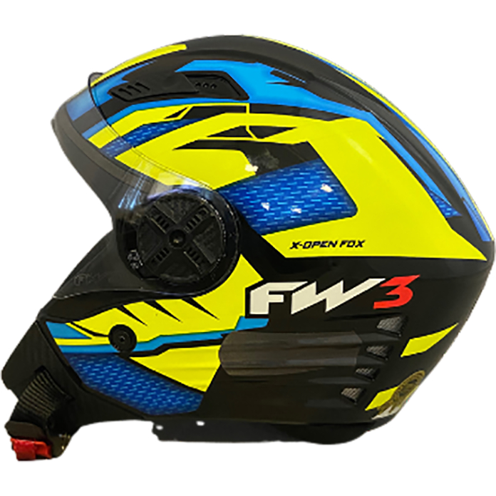 Capacete Aberto Fw3 X Open Fox com Óculos Interno Amarelo e Azul — imagem 2 de 2