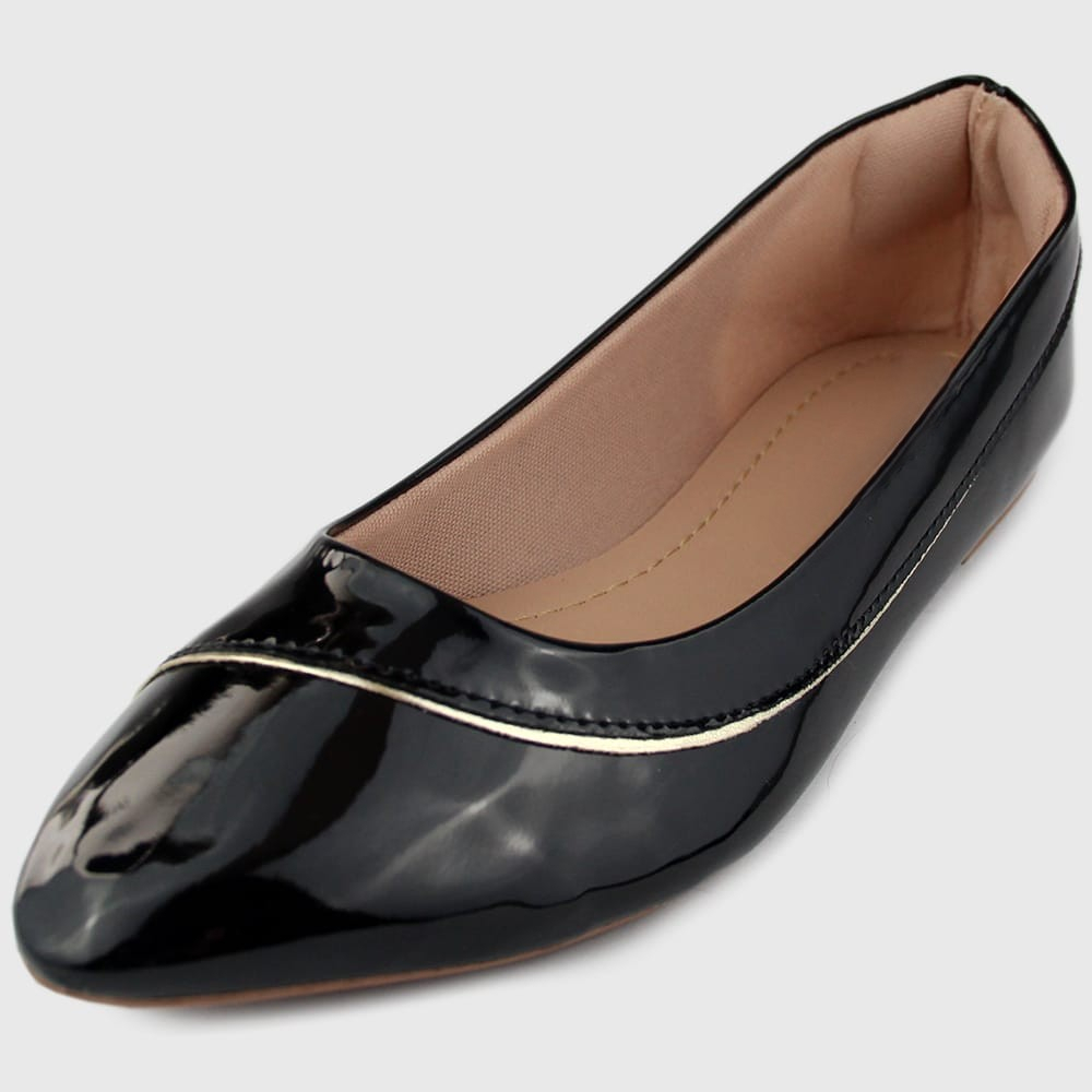 Sapatilha Feminino Bico Fino Rasteira Veniz Preta