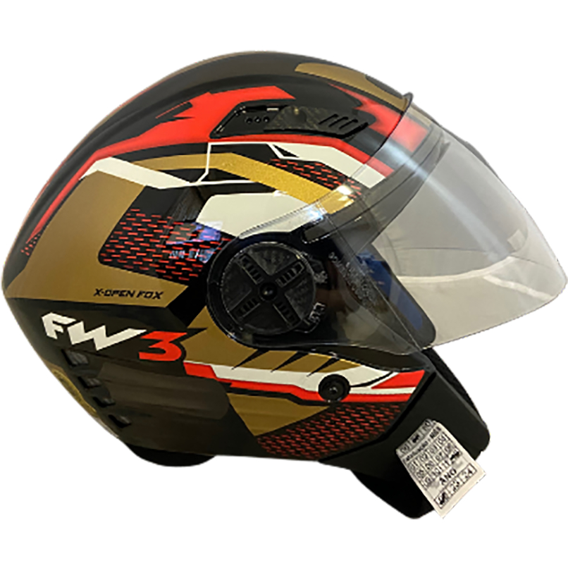 Capacete Aberto Fw3 X Open Fox com Óculos Interno Branco Dourado e Laranja