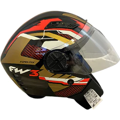Capacete Aberto Fw3 X Open Fox com Óculos Interno Branco Dourado e Laranja