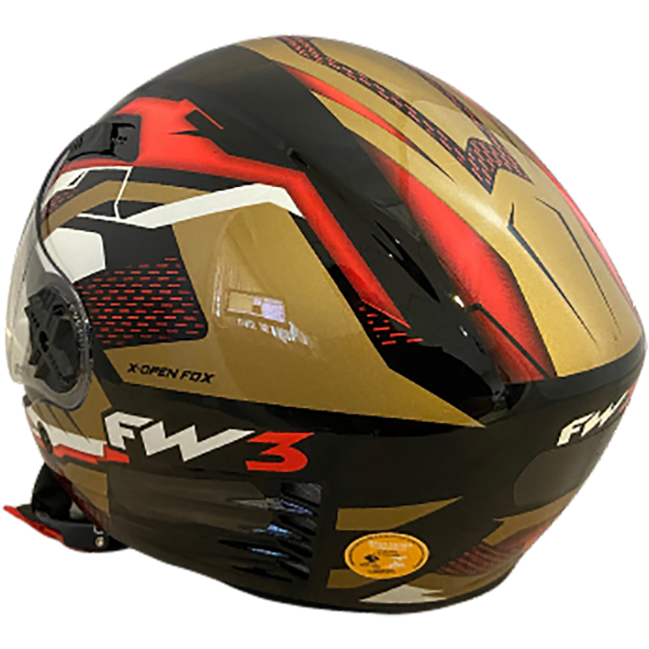 Capacete Aberto Fw3 X Open Fox com Óculos Interno Branco Dourado e Laranja — imagem 2 de 2