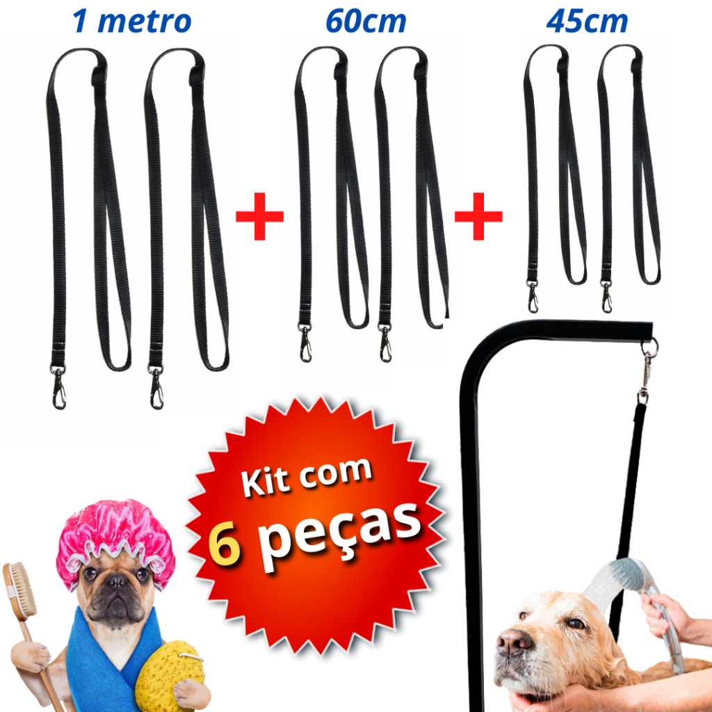 Guia de contenção para banho e tosa kit com 6 unidades em Oferta na Shopee