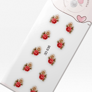 Adesivo de Unha 3DRosas de Carga dupla Marrom e Vermelha-  3D 636 em Oferta na Shopee