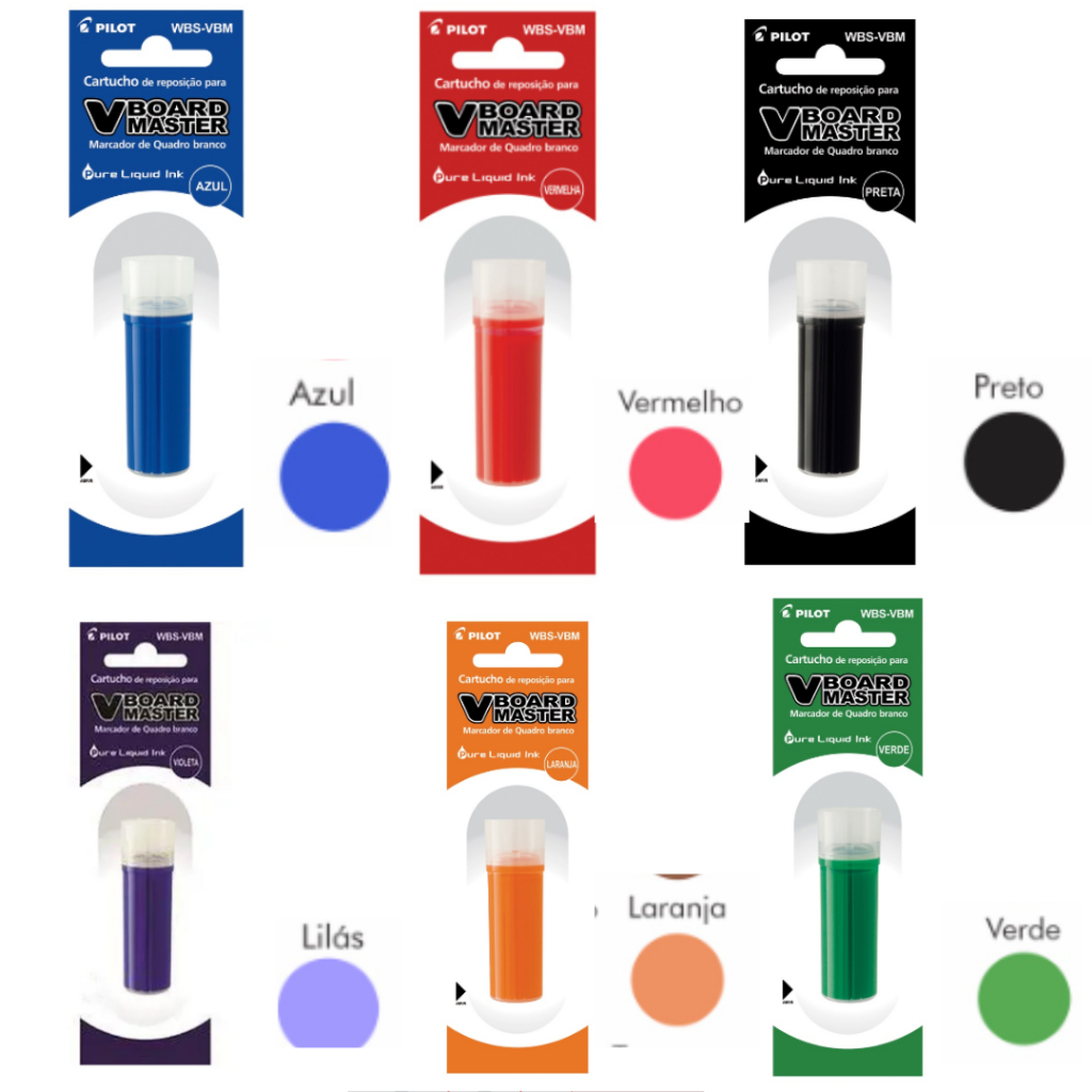 6 Unidades Recarga para Marcador Pilot De Quadro Branco Pilot Original BOARD MASTER