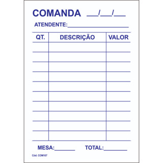 50 Bloco de Comanda Pedido Mesa Restaurante Bar Lanchonete 7x10 cm com 100 folhas