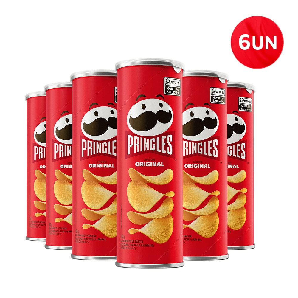 Kit Batata Pringles Sabores Combo Com 6 Unidades, Original, Creme e Cebola, Churrasco e Queijo