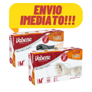 Luva Viniflex Preta Tamanho M / P / G descartável sem pó - Vabene - 100 unidades