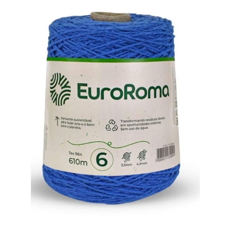 Barbante Euroroma n° 6 - Azul Royal - 610m em Oferta na Shopee