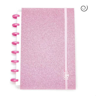 Caderno Criativo Glitter Rosa De Discos Brilho