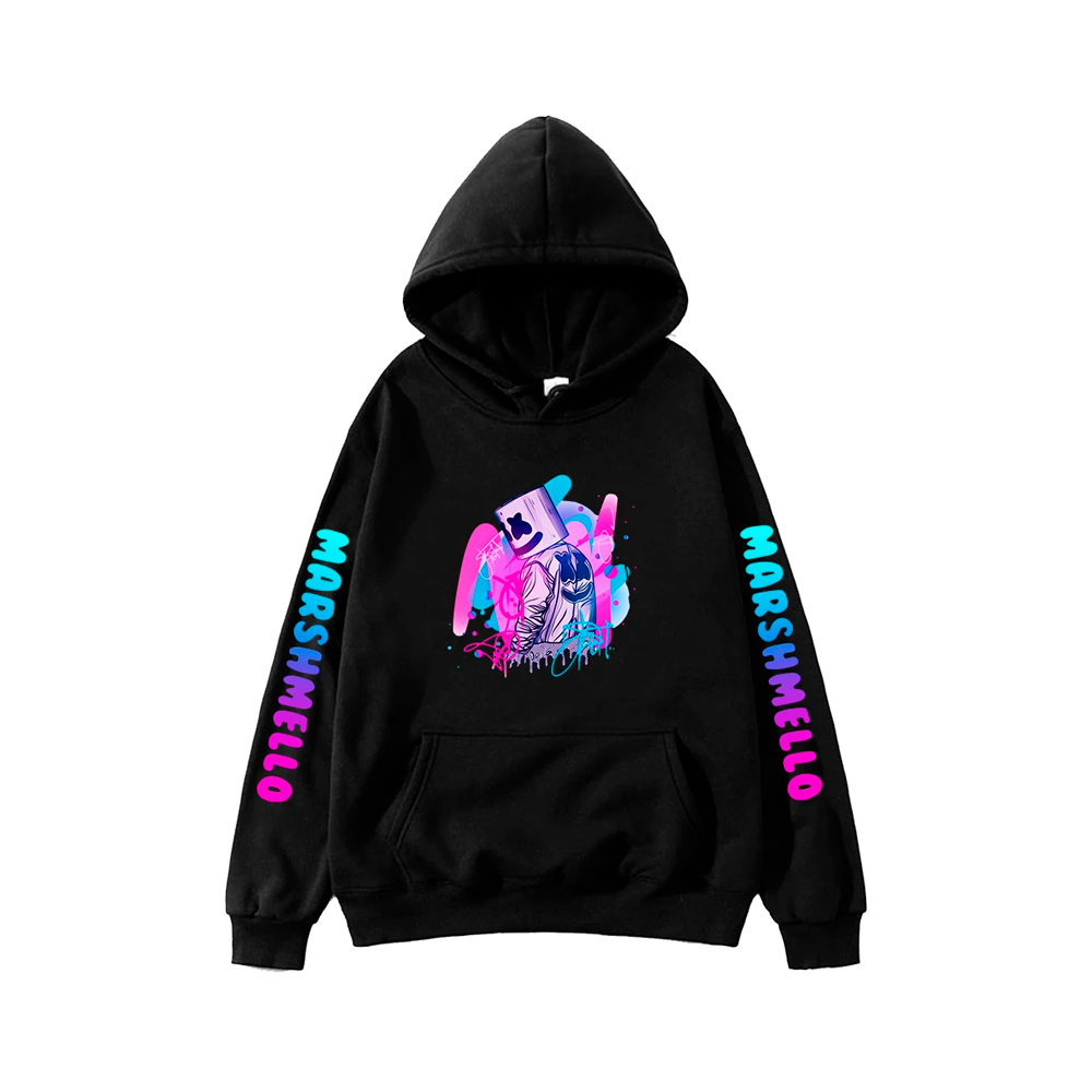 Blusa Moletom Capuz Marshmello DJ Music Colorida Eletrônica Musica Bolso Canguru Casual Confortável.