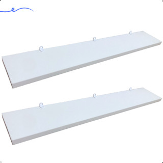 2 Prateleiras 60x10 Com Suporte Mdf Branco Organização Para Cozinha Banheiro Quarto Dormitorio Sala Lavabo Area Gourmet Escritorio Casa Lavanderia Kit Jogo Parede Decorativa Tabua 60cm Madeira Invisível Flutuante 60 Cm x 10 Cm Branca