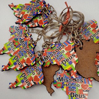 kit chaveiro missões Brasil de MDF com 12 und