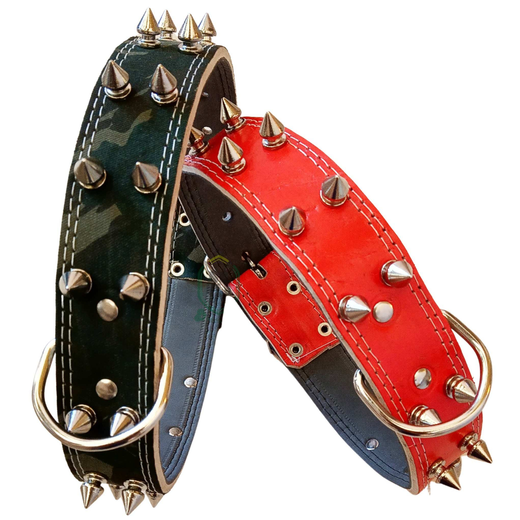Coleira Spike Couro Filhotes Cachorros Pequenos e Grandes Husky Labrador Pastor Golden American Dobermann Chow Chow em Oferta na Shopee