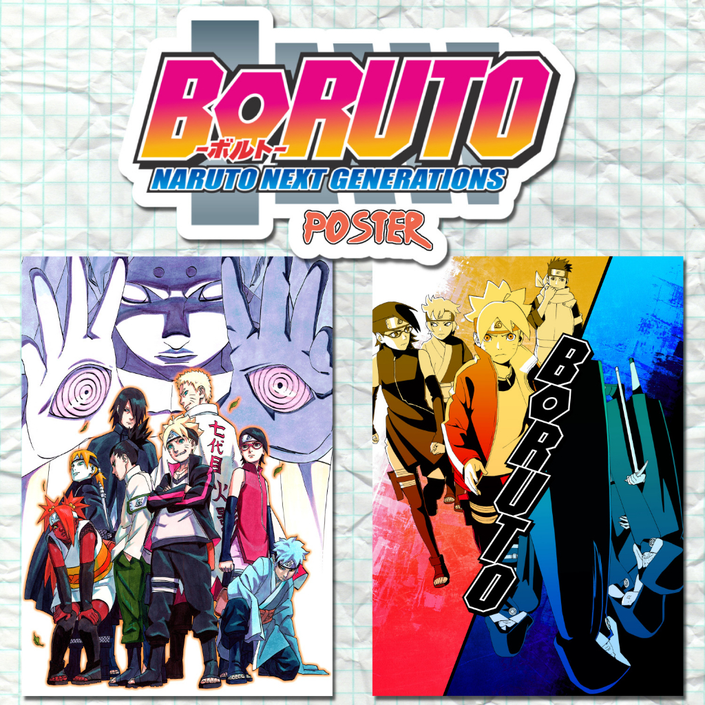 Poster Boruto Naruto Next Generations A4 Adesivo Material Escolar Caderno Personalizado Papelaria Anime Mangá