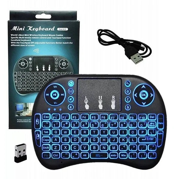 Mini Teclado Keyboard Controle Sem Fio P- Smart Tv Iluminado 768