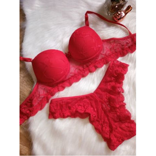 Lingerie Vermelha Rubi Rendada Conjunto Sutian Calcinha Bojo