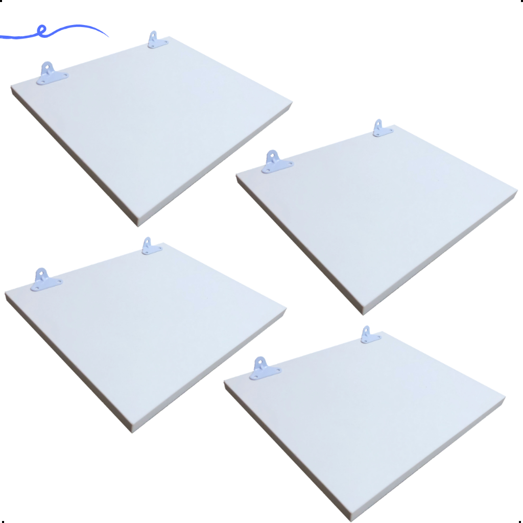 Kit 4 Prateleira Branca 30X30 + Suporte Flutuante Mdf Organizadora Decoração Cozinha Banheiro Sala