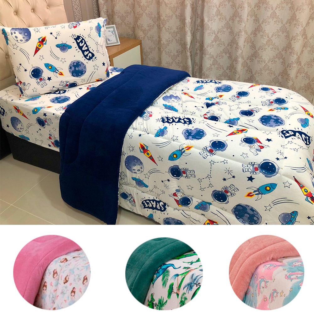 Coberdrom Edredom Grosso Colcha De Solteiro Infantil Menina/ Menino - Inverno - Manta Soft...