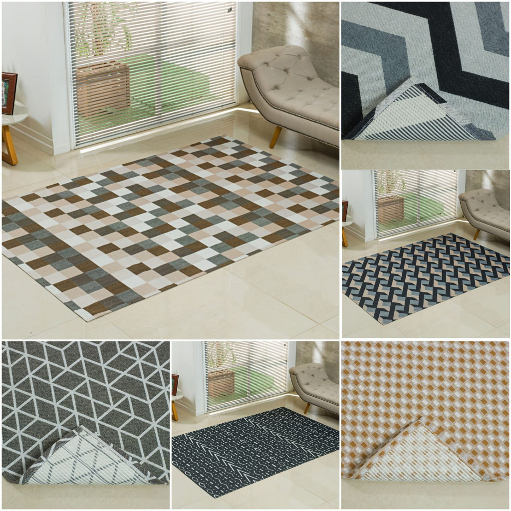 Tapete De Sala Quarto Ou Apartamento Com Antiderrapante Em Tecido Jacquard  1,00 x 1,40