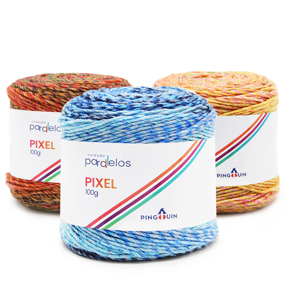 Fio Pixel Pingouin 100g Coleção Paralelos 254 metros TEX 394 Crochê e Tricô