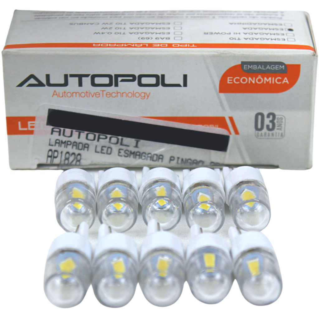 Lâmpada Led Esmagada Pingão Grande 12v 0,9 Watts 10 Unidades - Autopoli | Piqueri Autopeças