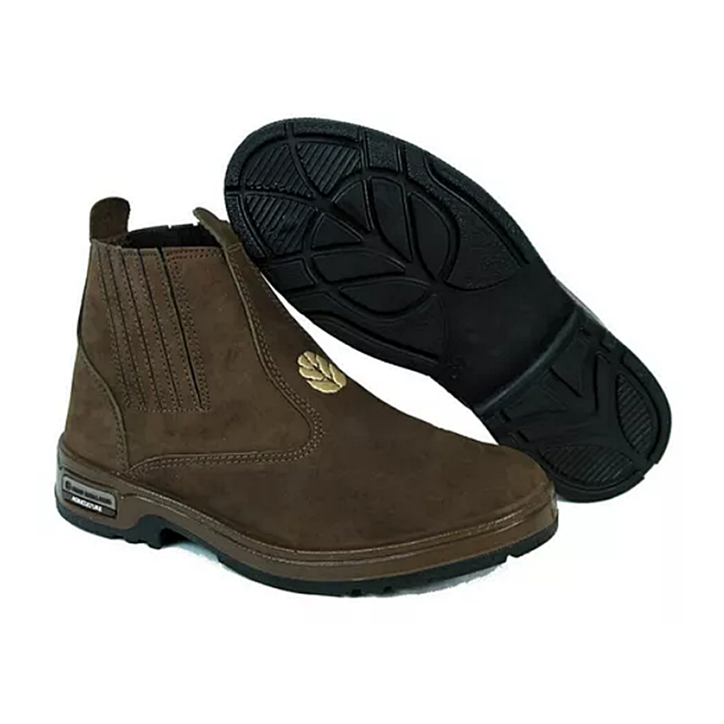 BOTINA NEW HOLLAND CHOCOLATE CASUAL ORIGINAL COURO NOBUCK  BOTA TRABALHO.,-