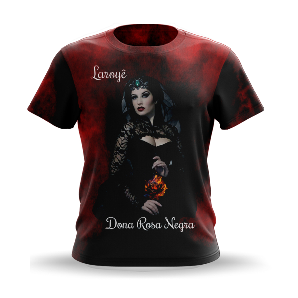 CAMISETA POMBA GIRA ROSA NEGRA - UMBANDA & CANDOMBLÉ - TECIDO DRYFIT - SUBLIMADA - Cod.026