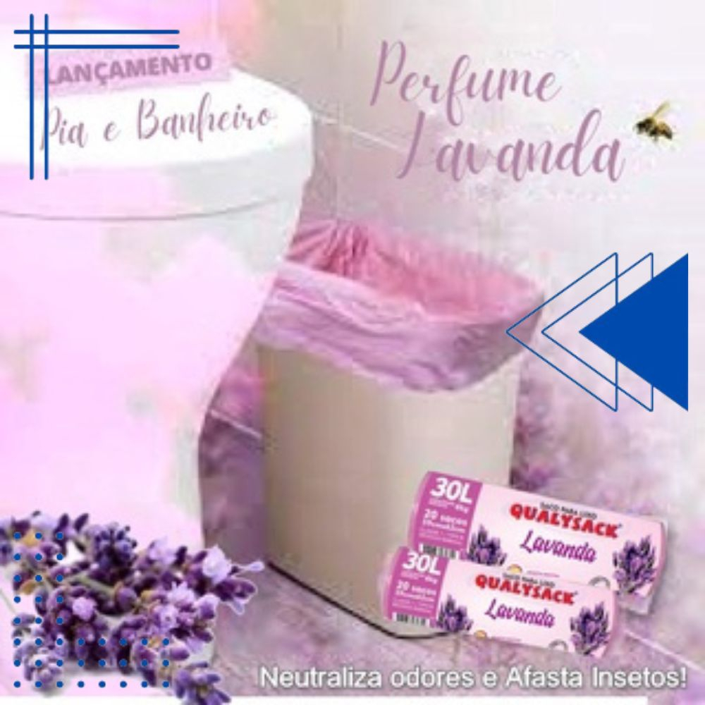 Saco de Lixo 15l Perfumado Lavanda 30un Banheiro Cozinha Banheiro Anti Odores e Insetos 1 rolo
