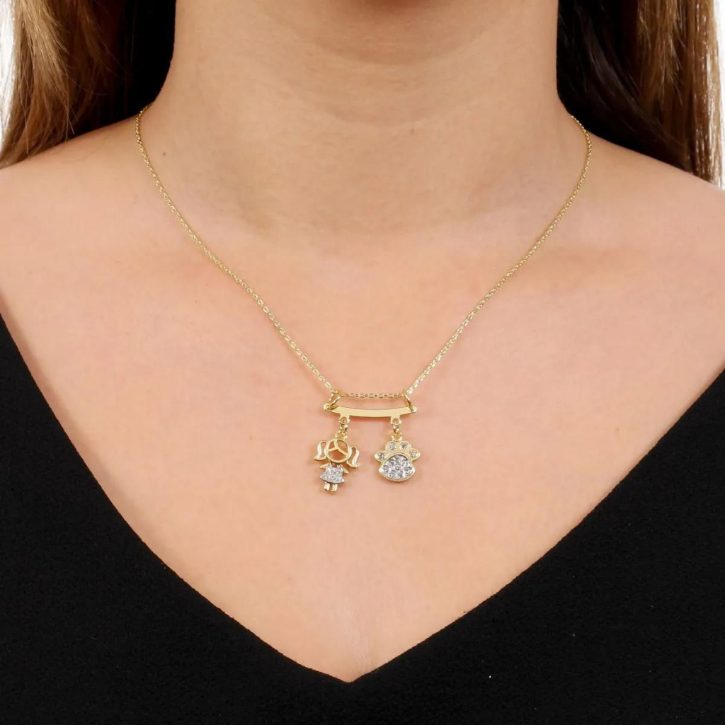 Colar De Filhos Com Patinha De Cachorro