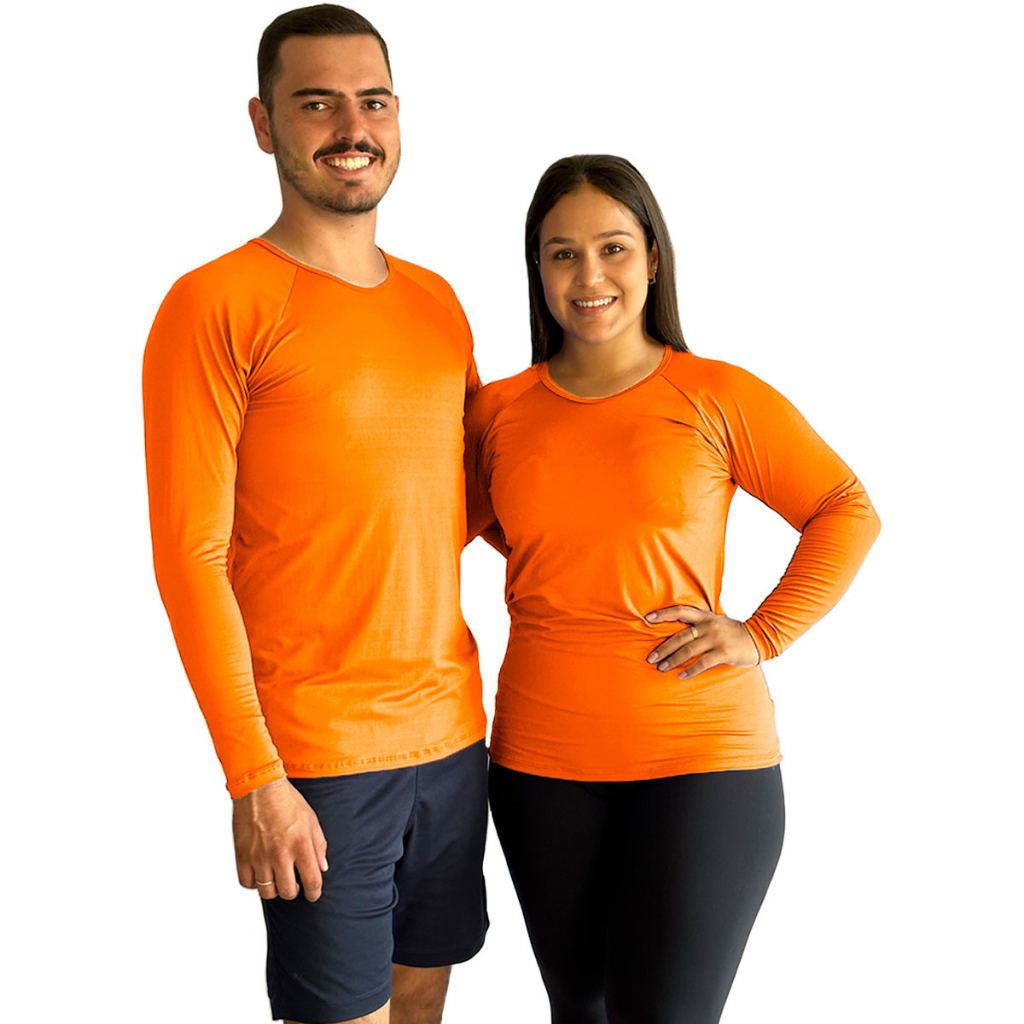 Blusa Térmica Masculina e Feminina Proteção Solar Unissex Laranja
