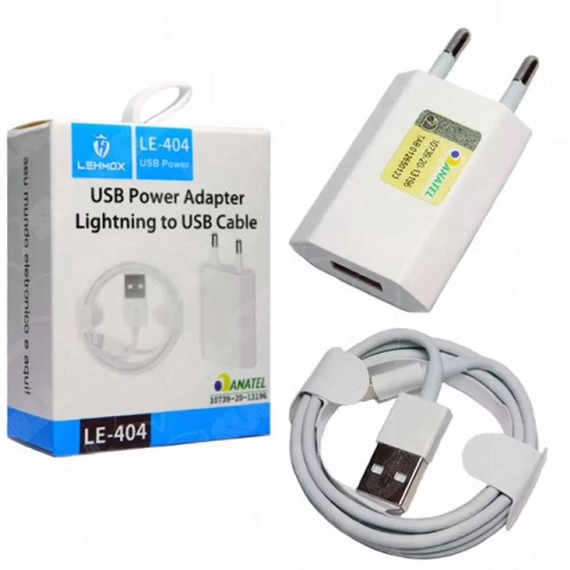 Carregador Fonte Com Cabo Lightning Iphone Anatel LE 404 Anatel Original Lehmox