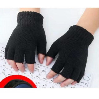 Luva Meio Dedo De Lã Inverno Frio Unissex Preto