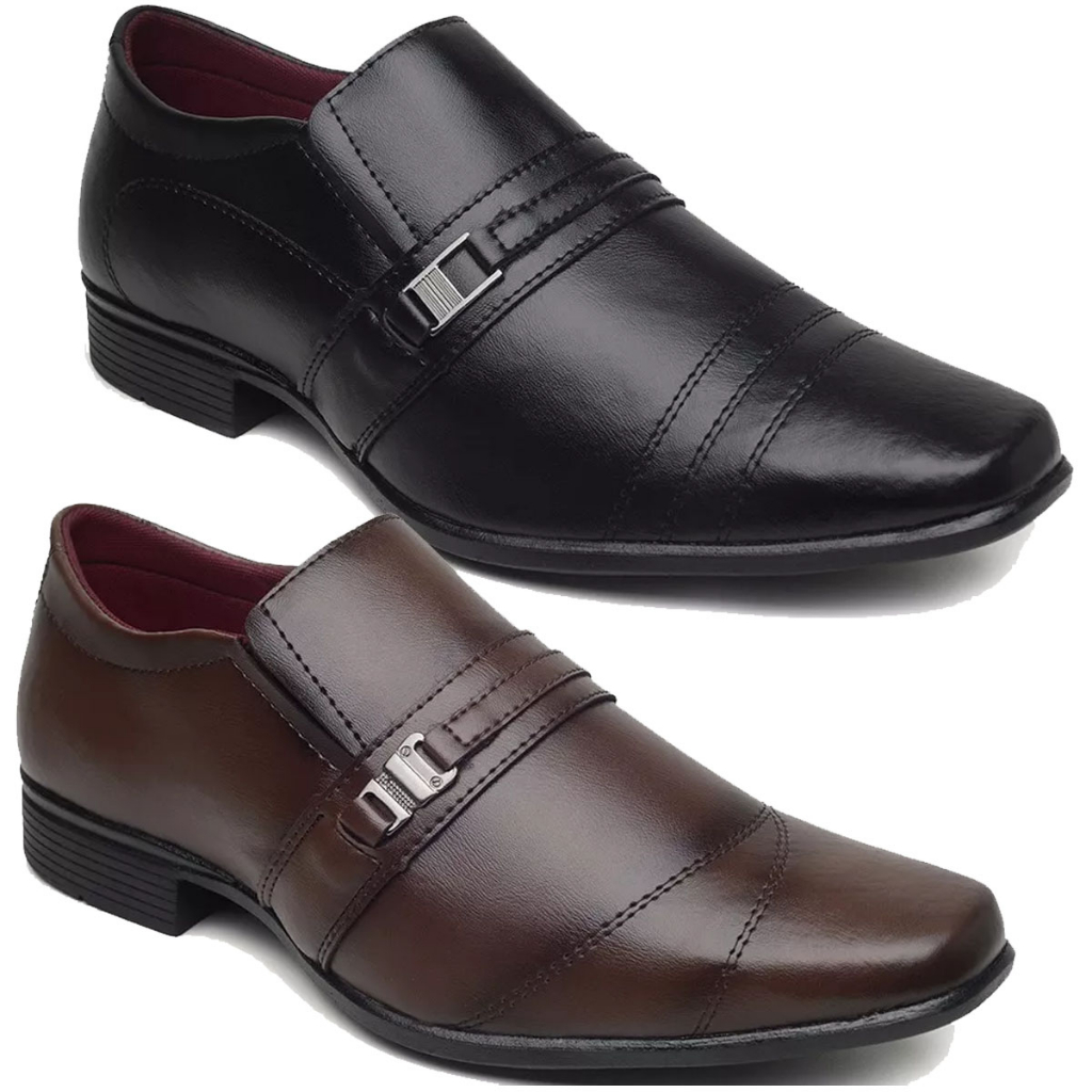 Kit 2 Pares Sapato Social Masculino Estilo Italiano Preto E Marrom