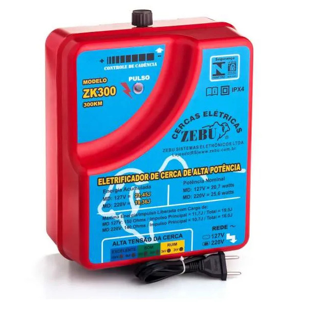 Eletrificador Cerca Elétrica Rural Super Potente Zk300 Zebu  110v
