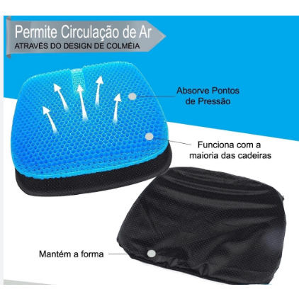 Almofada Com Capa Em Silicone Gel Para Assento Banco de Carro Escritorio Ortopédico em Oferta na Shopee