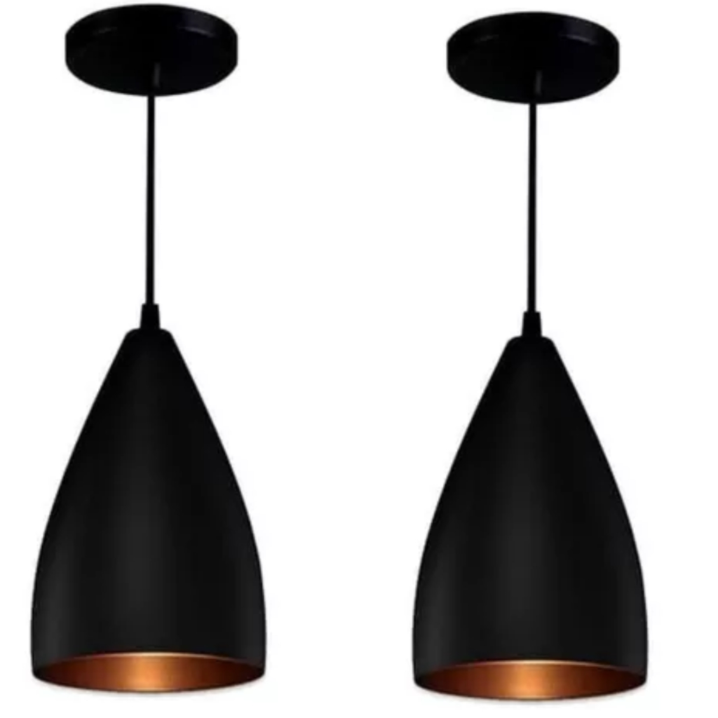 Pendentes Kit 2 Sport Vegas Lustres ( Preto com Cobre )