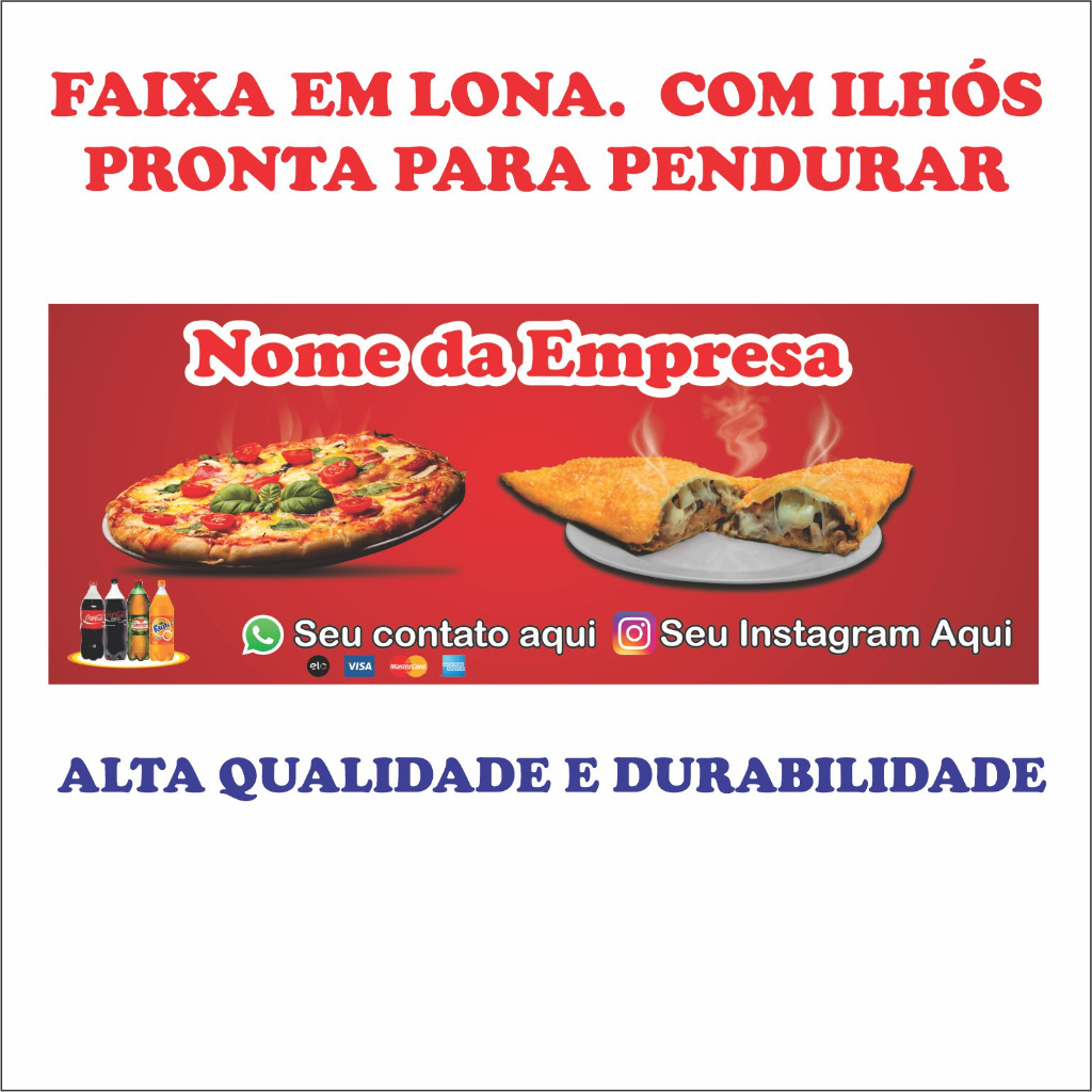 Banner Fachada Lanchonete Pizzaria Personalizada  placa banner comercial