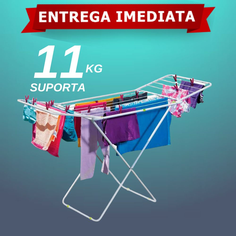 Varal de Chão Inox Grande Com Abas Retrátil Para Apartamento Casa Reforçado