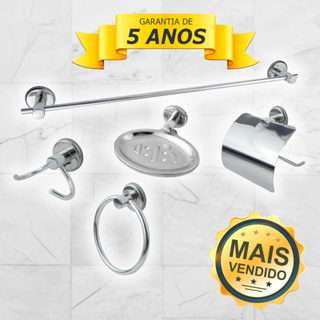 Kit Acessórios Para Banheiro de Metal Aço Inox 5 Peças COMPLETO 750 em Oferta na Shopee