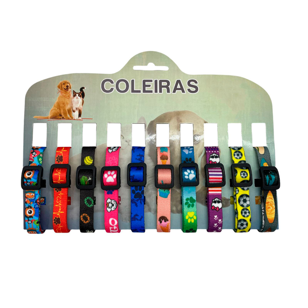 Coleira Para Cachorro Cartela Com 10 Unidades Preço Atacado