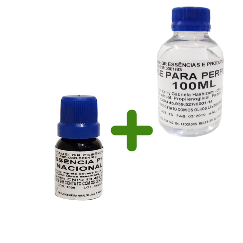 Essência para Perfume Nacional de 10ML e Base para Perfume 100ML