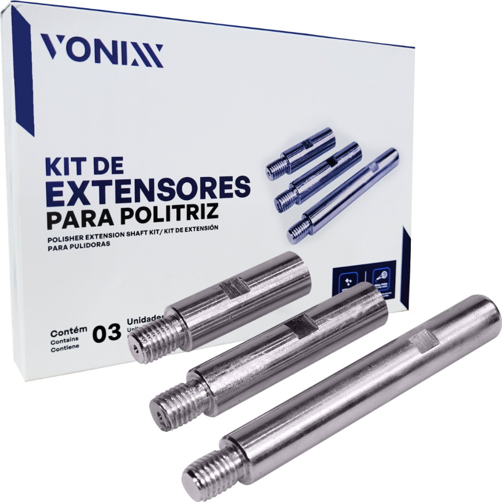 Kit 3 Extensor Politriz M14 7,5cm 10cm 14cm Prolongador Vonixx - Spare Parts and Accessories for Vehicles