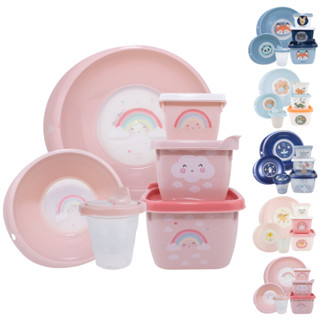 Kit Refeição Bebê Infantil Copo Com Bico Pratinho Trio De Potes E Tigelinha 6 Peças Envio em 24h