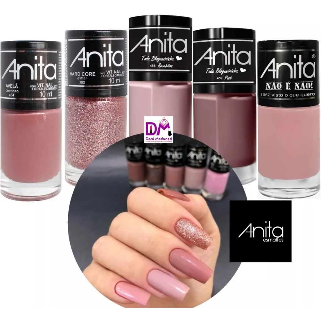 Esmaltes Anita TONS DE NUDE - 5 Cores