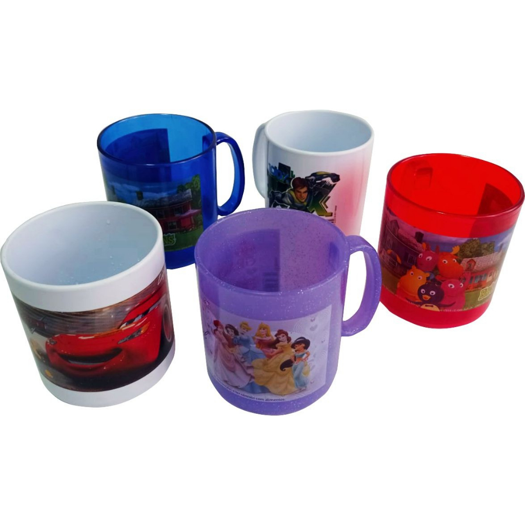 Caneca Infantil de Plástico - Vários Personagens em Oferta na Shopee