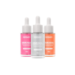 Kit 3 Séruns Faciais Ácido Hialurônico Antioxidante Hidratante Vita B3 Rejuvenescedor Rugas Flacidez Elasticidade Renova Be
