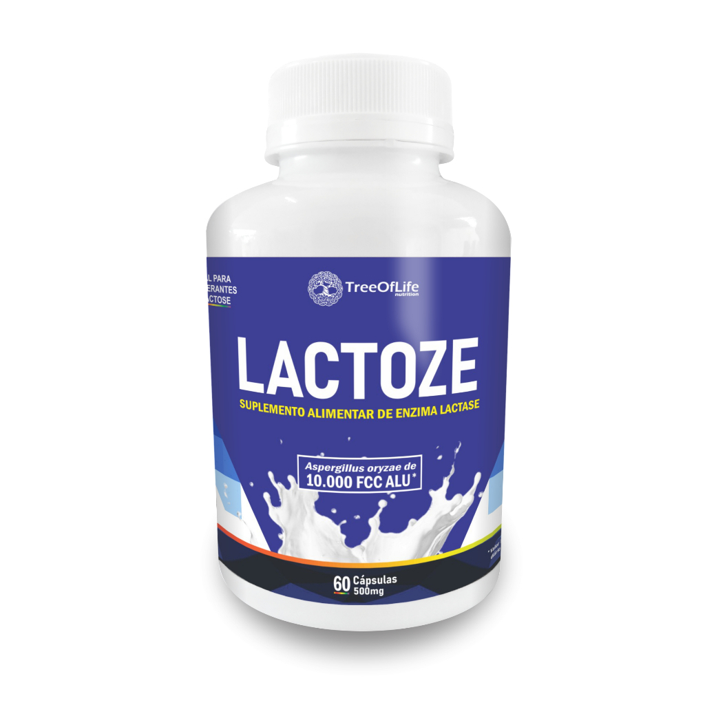 Lactoze Enzima Lactase 10000 FCC 60 Cápsulas 500mg