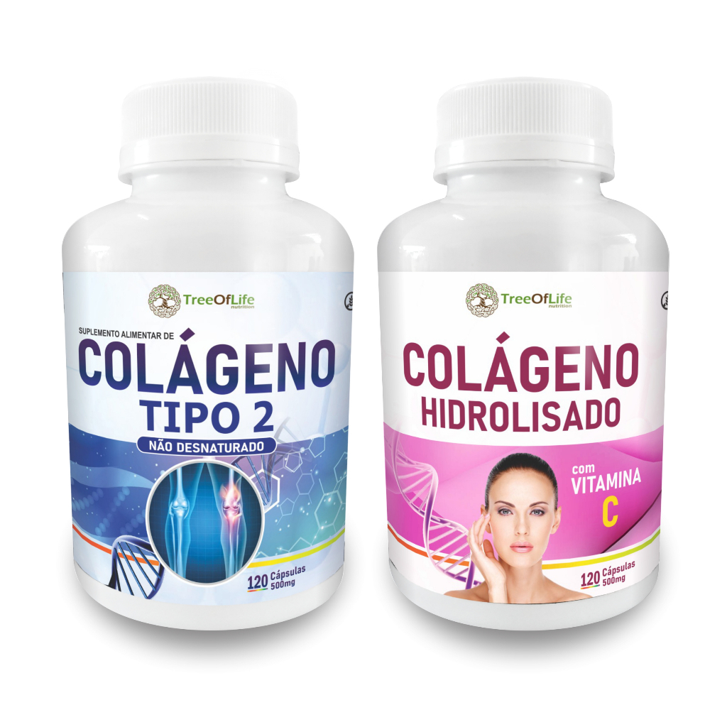 Colágeno Hidrolisado com Vitamina C 120 Cápsulas + Colágeno Tipo 2 II 120 Cápsulas em Oferta na Shopee
